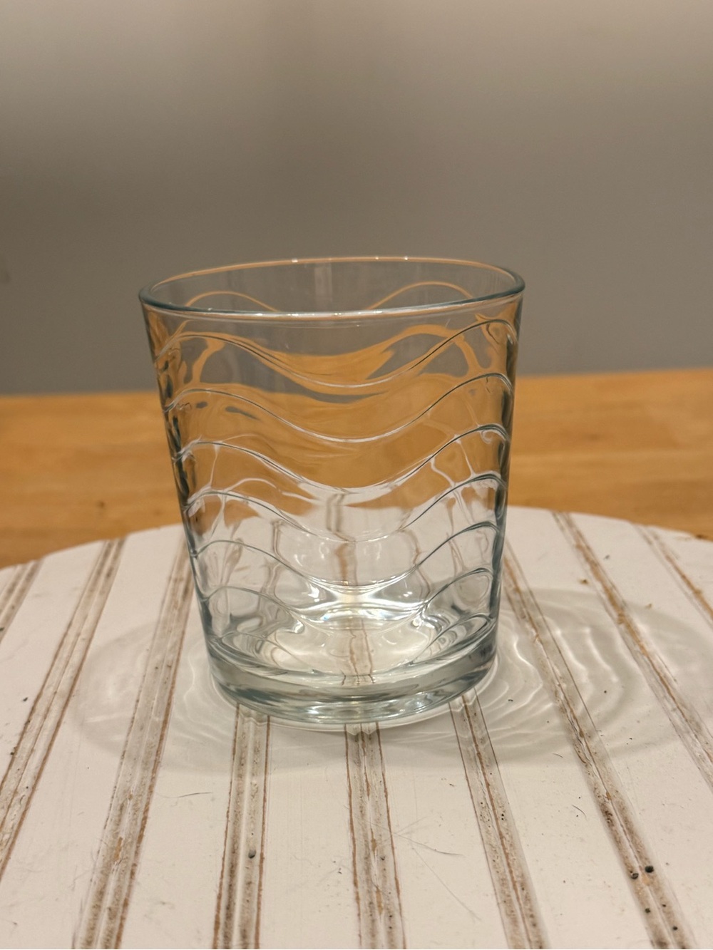 Pasabahce 'Toros' clear cooler glasses featuring a distinctive horizontal wave